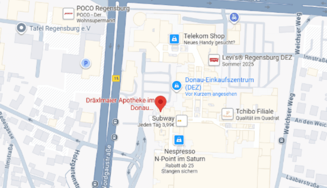 Map Ansicht mit Markierung der Dräxelmeier Apotheke